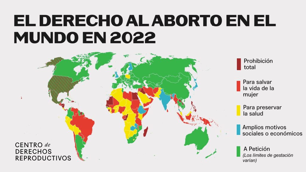 Mapa sobre las leyes de aborto en el mundo.